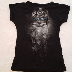 Rip curl black owl t shirt sz M